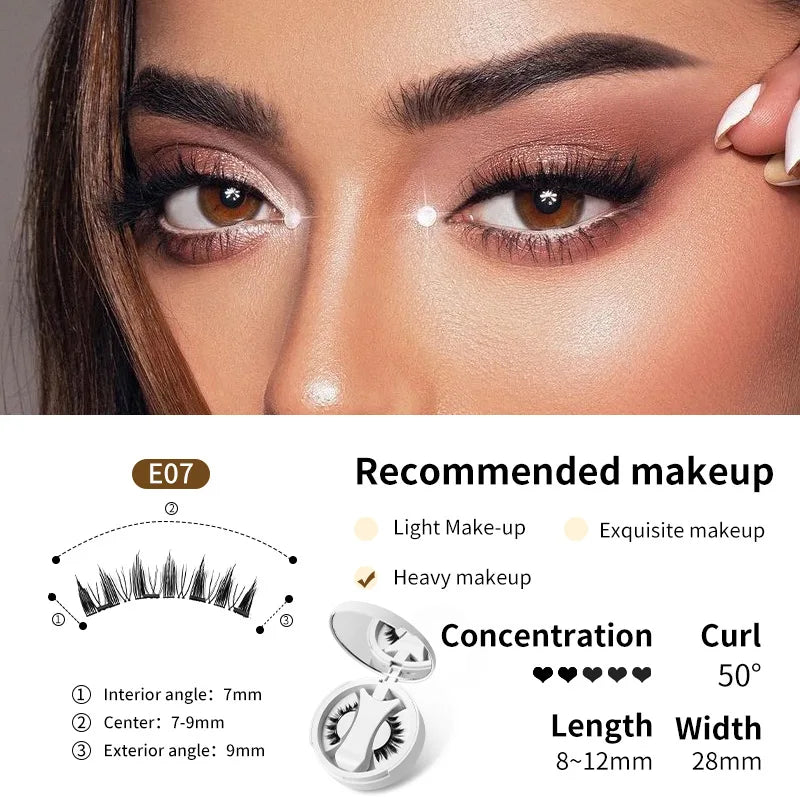 Brown Magnetic False Eyelashes – Natural, Lightweight Eye Makeup Set with Applicator & Carry Box