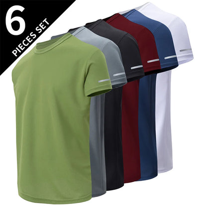 Men’s Summer Quick Dry T-Shirt - Solid Color Short Sleeve Sports Shirt for Running & Casual Wear