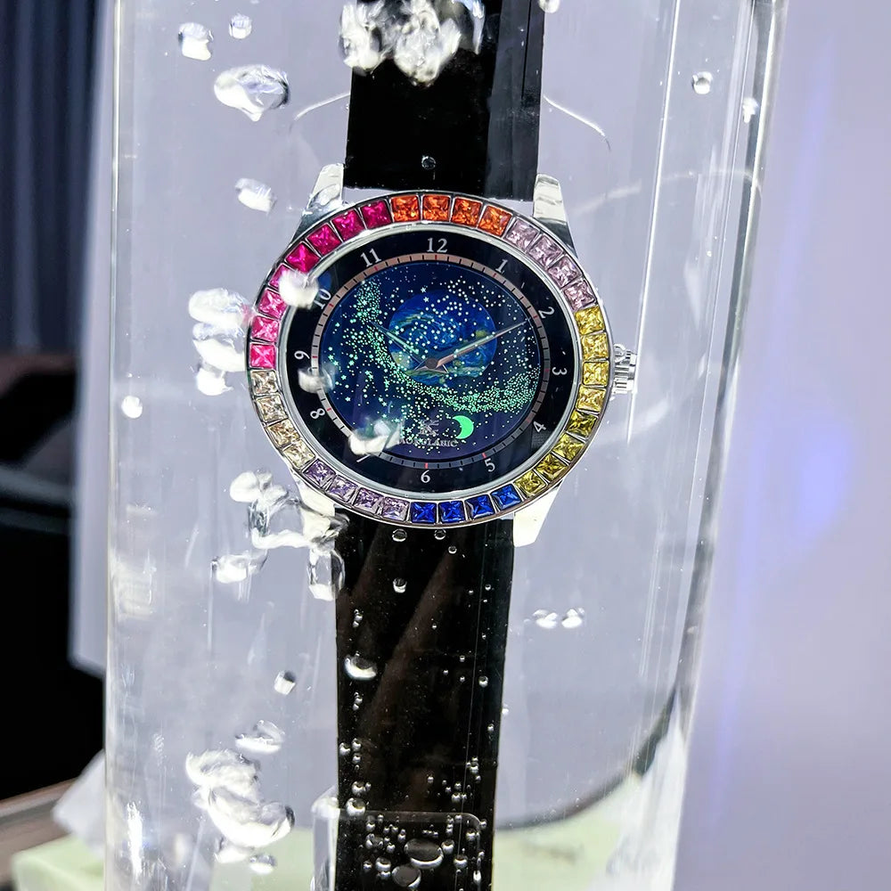 Luxury Sapphire Men's Automatic Mechanical Watch - Water-Resistant Leather Strap Classic Wristwatch for Men