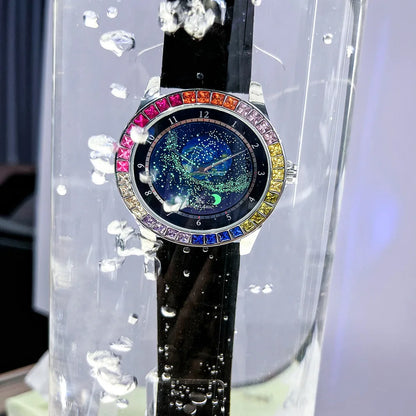 Luxury Sapphire Men's Automatic Mechanical Watch - Water-Resistant Leather Strap Classic Wristwatch for Men