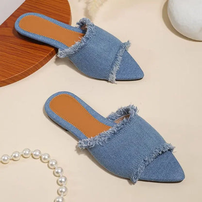 Women’s Summer Flats & Cowboy Sandals – Pointed Toe Flip Flops Casual Beach Dress Shoes