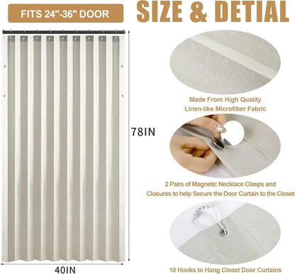 Magnetic Pleated Accordion Door Curtain – Folding Closet & Room Divider Curtain for Bedroom and Living Room