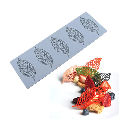 Silicone Leaf Fondant Molds - Chocolate and Pastry Baking Mould for Cake Decorating, Sugar Lace Veil Mat, Gumpaste Decoration Tools