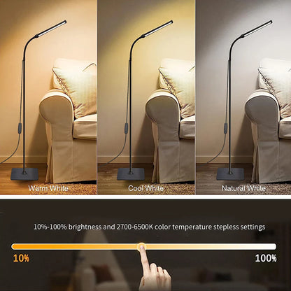Adjustable LED Floor Lamp: Dimmable Gooseneck Stand Light for Living Room, Bedroom, Office | Indoor Reading & Decoration