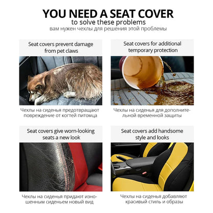Brand Embroidery Universal Car Seat Cover Set with Organizer – Premium Interior Protection for Golf 4, Citroen C4, IZH 2126, Hyundai i20 & Honda Models