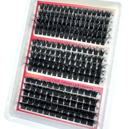 New 15 Rows DIY 5D Fluffy Lash Clusters – 60D–200D Wispy Thick Individual Eyelash Extensions 10–20mm Volume Lash Kit for Salon-Style Look