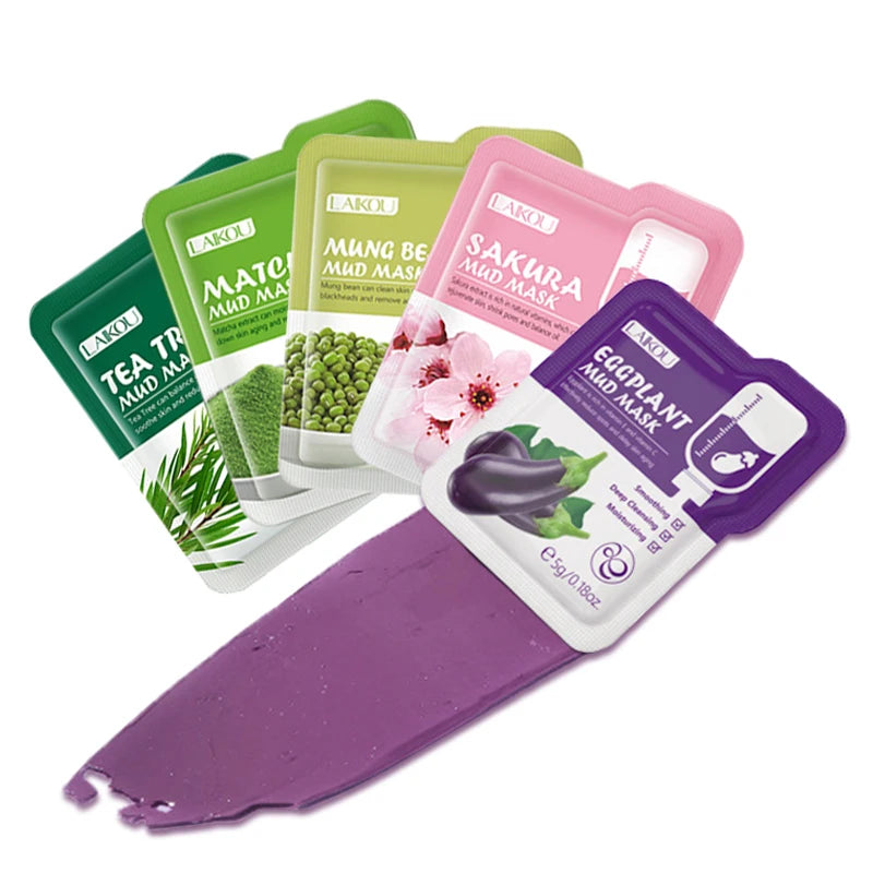 50pcs LAIKOU Sakura Mud Facial Masks – Moisturizing, Anti-Aging, Anti-Acne Deep Cleansing Skincare Face Mask