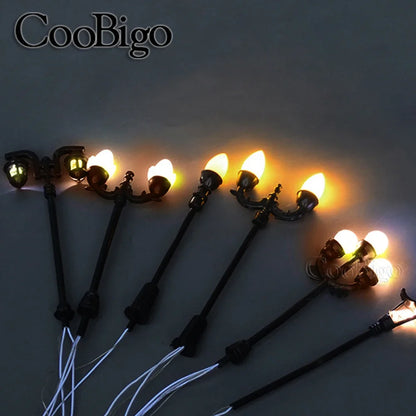 10pcs Mini LED Street Lamp Set – Micro Lamppost Lights for DIY Model, Garden & Landscape Decoration