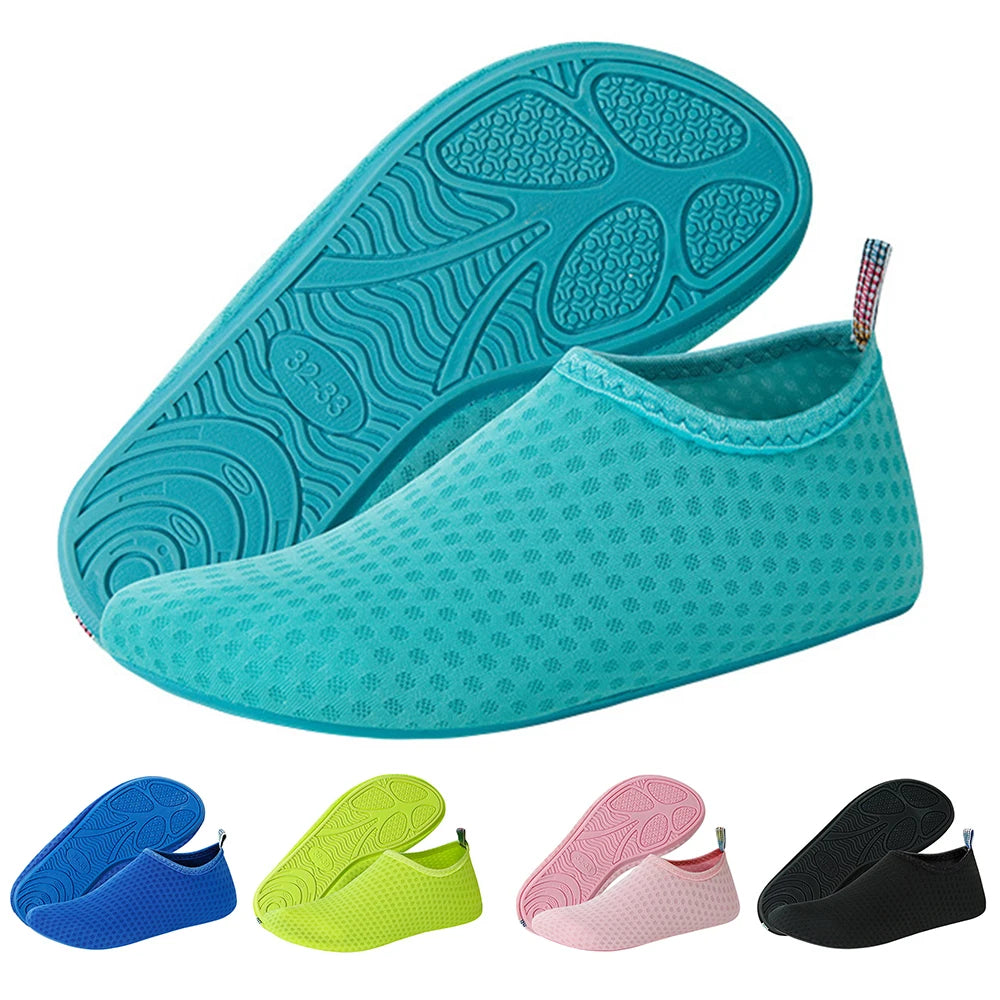 Quick-Dry Water Shoes with Rubber Sole – Non Slip Mesh Diving Socks for Beach, Swimming & Surfing – Unisex & Kids