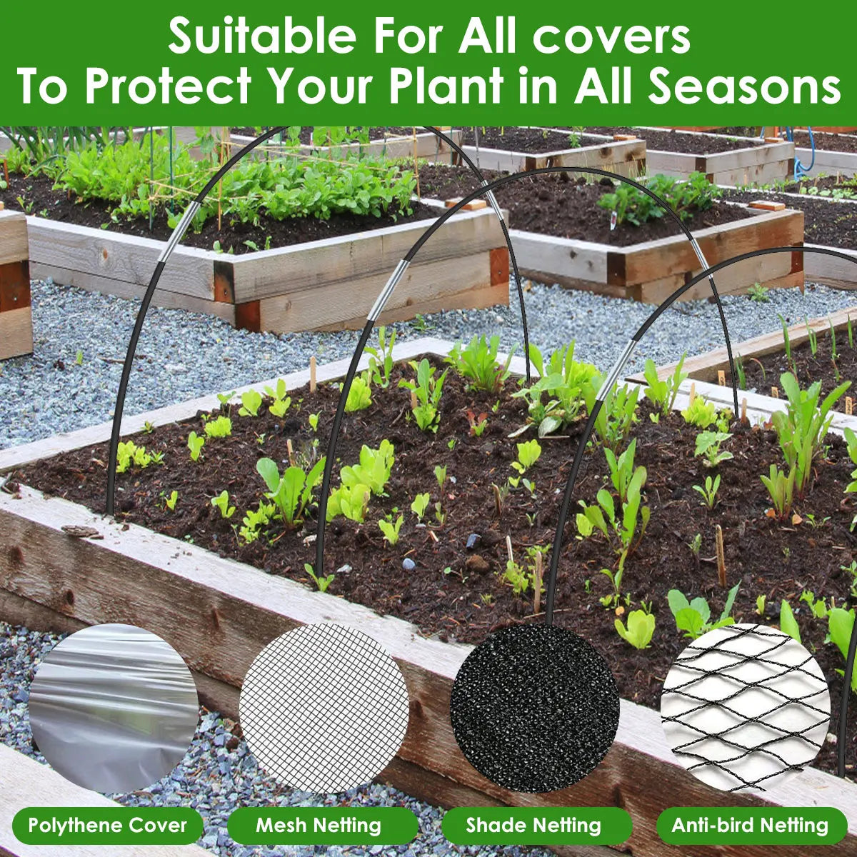 Reusable Greenhouse Plant Hoops Set - Fiberglass Grow Tunnel Support for Vegetable Garden and Seedling Arch Shed Bracket (Hot Sale)