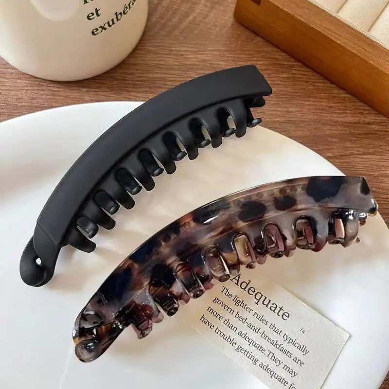 Tortoiseshell Banana Hair Clip - Fish Shape Twist Clamp Barrettes for Women Hair Styling Accessories