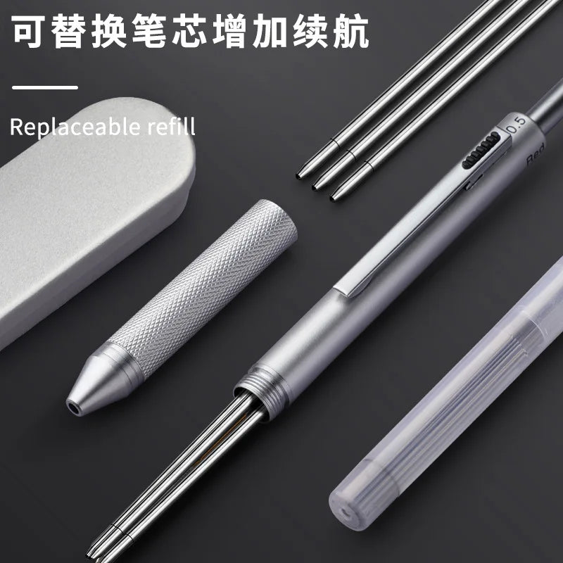 4 in 1 Multifunction Luxury Pen - 3-Color Ballpoint, 0.5mm Mechanical Pencil, Metal Retractable with Gravity Sensor