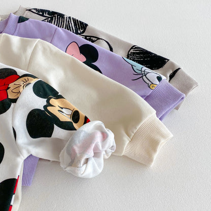 Disney Cartoon Sweatshirt Set – Autumn Long Sleeve Tops & Pants for Kids, Casual Outfit