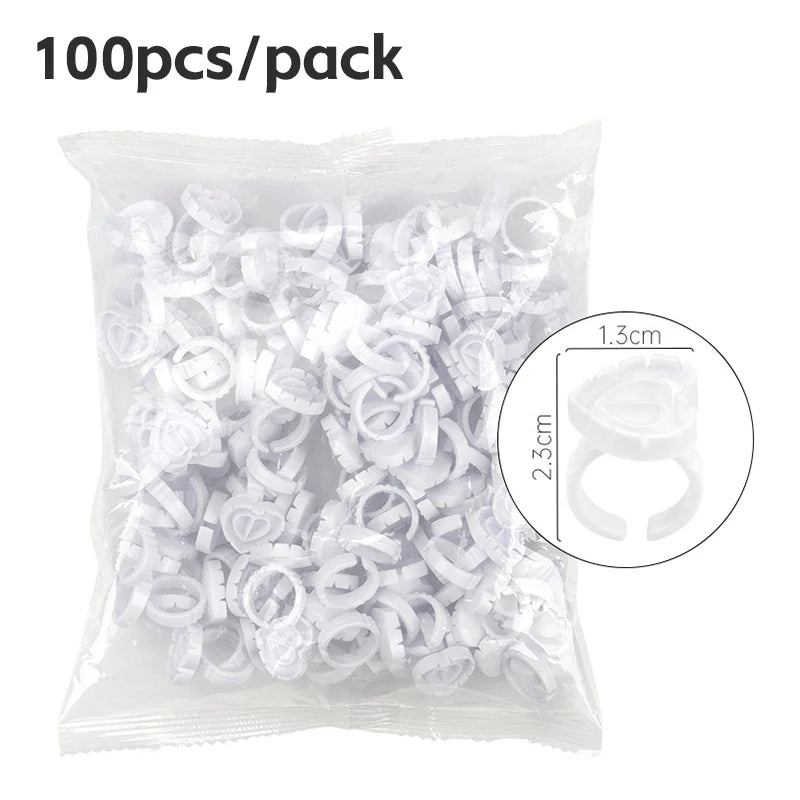 AILEISHI 100PCS Disposable Eyelash Glue Cup Rings – Lash Extension Pigment Holder Tattoo Makeup Tools