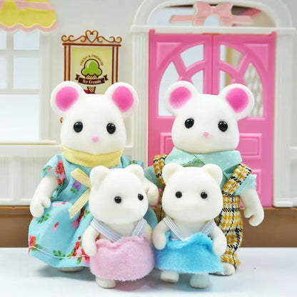 Simulation Forest Rabbit Family Playset – Mini DIY Rabbit & Bear Figure Toys for Kids Gifts