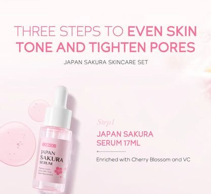 3pcs LAIKOU Vitamin C 24K Golden Sakura Skincare Set – Moisturizing Face Cream, Serum & Eye Cream
