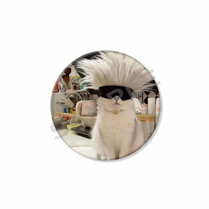 50mm Tinplate Cat Meme Button Pins – Funny Round Brooch Lapel Badge for Hats, Bags & Kids Gifts