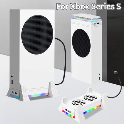 Vertical Stand for Xbox Series S – 3-Speed Cooling Fan with 2 USB Ports, Game Console Holder and Cooling Stand