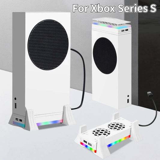 Vertical Stand for Xbox Series S – 3-Speed Cooling Fan with 2 USB Ports, Game Console Holder and Cooling Stand