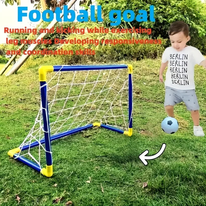 Portable Kids Soccer Goal Set - Indoor Outdoor Mini Football Net with Ball & Pump for Training and Beach Games
