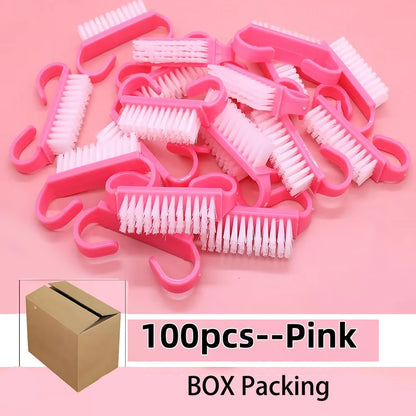 100pcs Nail Cleaning Brush Set - Colorful Soft Plastic Dust Remover Tools for Nail Art, Manicure & Pedicure Care