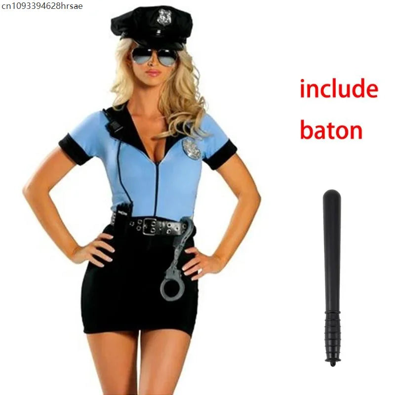 Women's Police Officer Costume - Halloween Carnival Uniform & Cop Lingerie Set