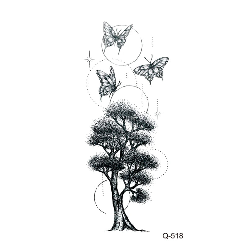 Waterproof Temporary Tattoo Stickers - Mini Black Rose, Butterfly, Arrow, Flower, Wings, Maori, and Snake Designs for Wrist and Neck