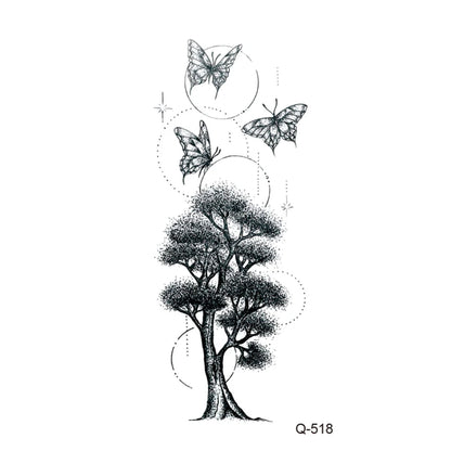 Waterproof Temporary Tattoo Stickers - Mini Black Rose, Butterfly, Arrow, Flower, Wings, Maori, and Snake Designs for Wrist and Neck