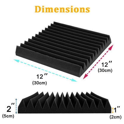 12 Pack Soundproof Foam Panels – Acoustic Sound Absorbing Pads for Studio, KTV, Home & Wall Insulation