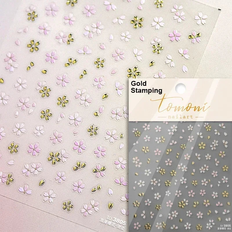 Floral Nail Art Stickers - White Rose Lily Daisy Peony Cherry Blossom & Magnolia Manicure Decals for DIY Nails