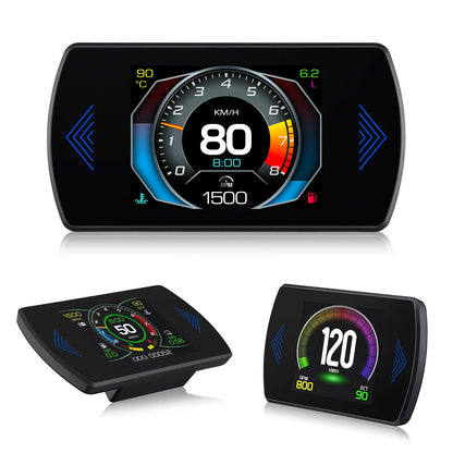 P12 Car OBD2 Head-Up Display — Dual System HUD, Smart Digital Meter for Speed, Fuel, Fault Codes & Driving Data