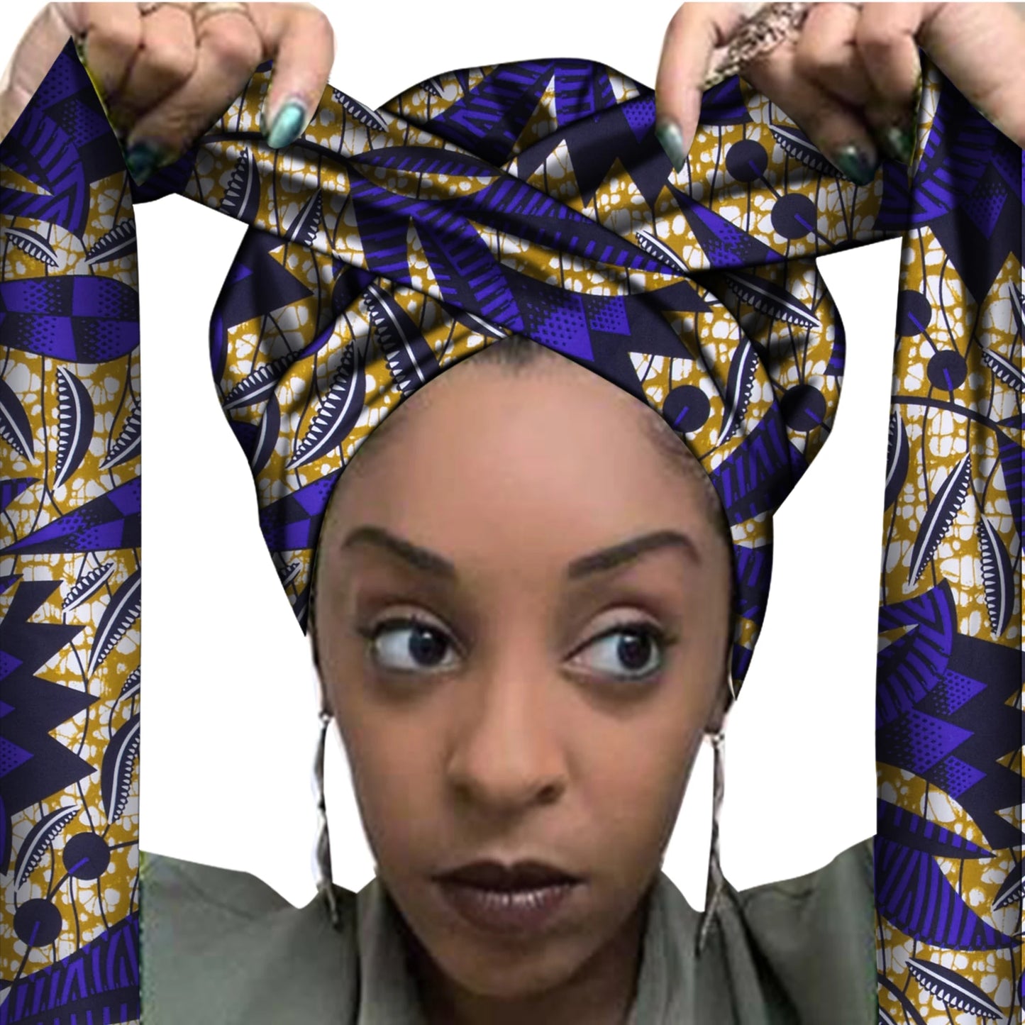 African Print Bonnet with Long Ribbon - Large Size Ankara Hair Wrap Cap for Women, Single Layer Head Cover