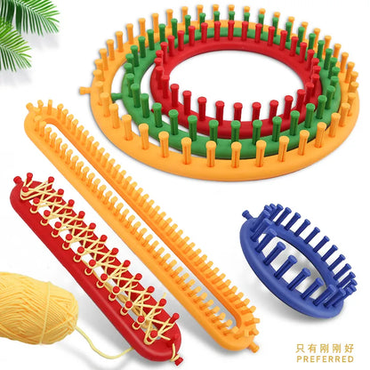 Knitting Loom Machine: Rectangle & Round Weaving Tool for DIY Handmade Crafts - Stitch Scarves, Sweaters, Hats, Shawls, TJ4905