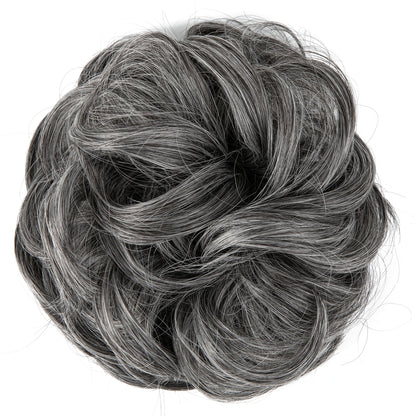 Synthetic Messy Hairpiece Chignon Scrunchie – Blonde & Brown Donut Bun for Women, Elastic Daily Use Hair Extension H9