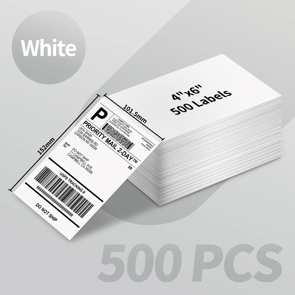 Phomemo 4x6 Thermal Shipping Labels – 500PCS Purple Fanfold Direct Thermal Labels, BPA-Free for Mailing Printer