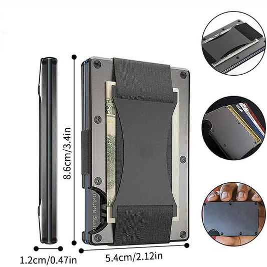 Forged Carbon Fiber Slim Smart Wallet for Men - Luxury Aluminum RFID Money Clip and Credit Card Holder