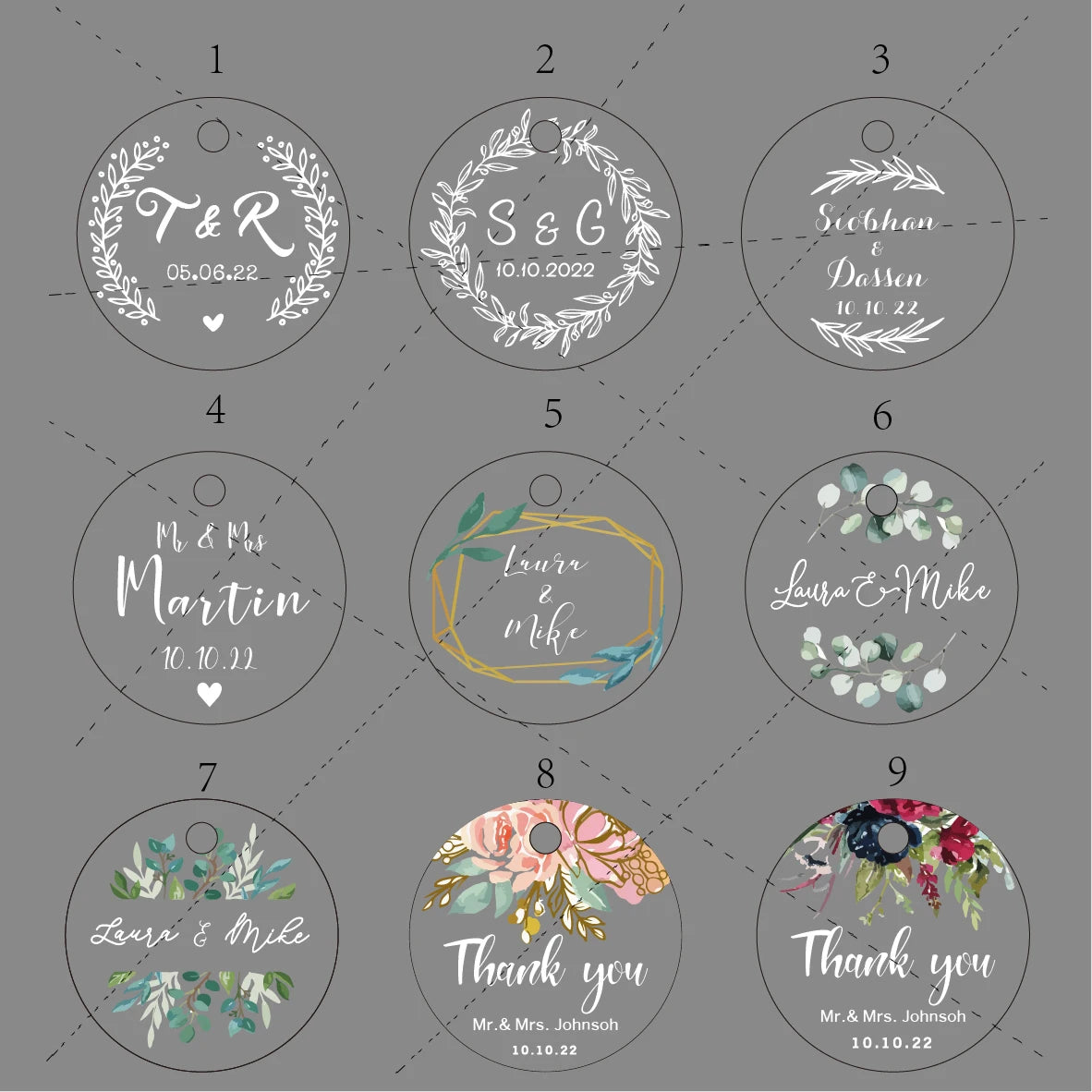 BY49 35mm Kraft & Black Paper Labels – Customizable Name & Date Wedding Decoration Stickers