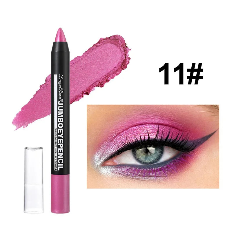 12-Color Waterproof Eyeshadow Pencil – Long-Lasting Pigment Blue Purple Black Eye Shadow Stick