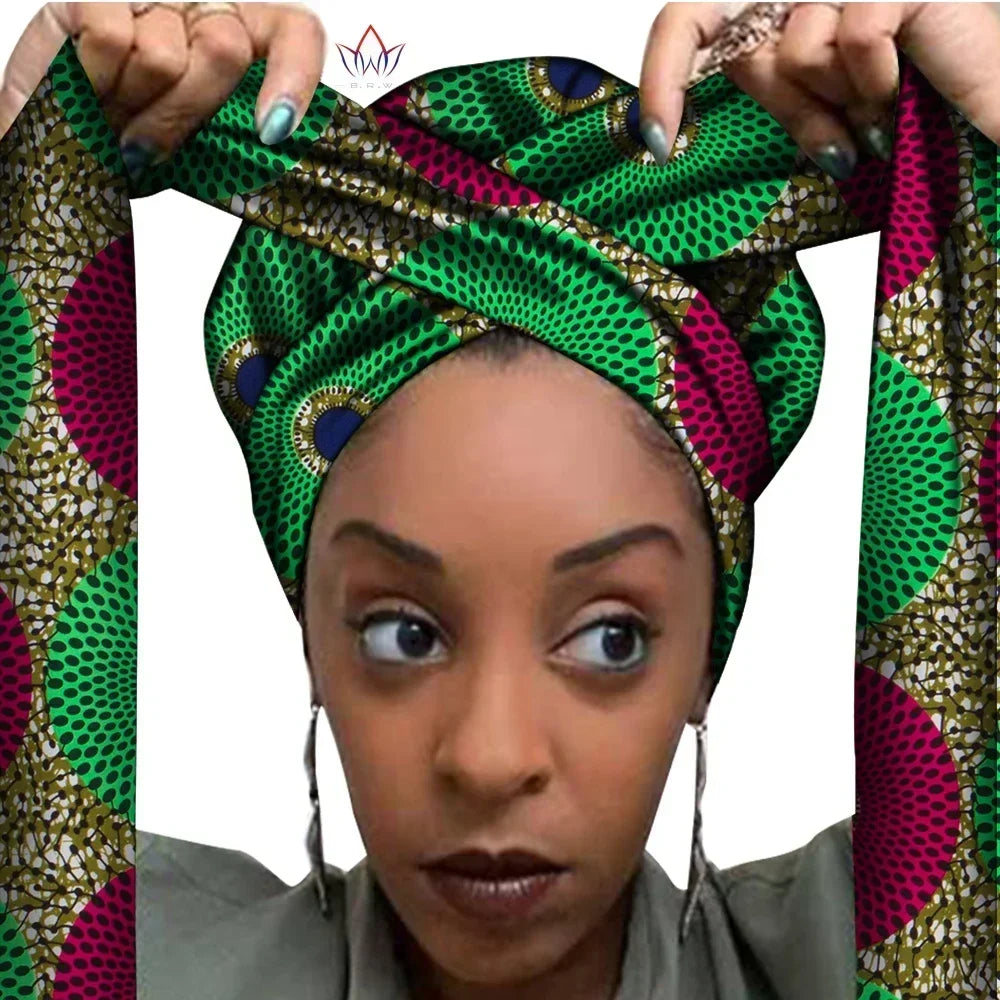 African Print Bonnet with Long Ribbon - Large Size Ankara Hair Wrap Cap for Women, Single Layer Head Cover