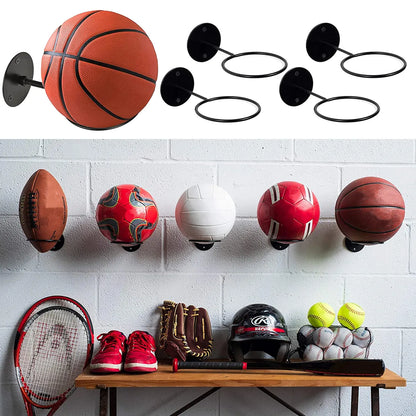 3Pcs Wall-Mount Ball Racks - Iron Storage Display Holders for Basketball, Football, Rugby, and More - Space-Saving Home Decor