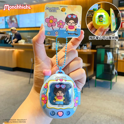 Monchhichi LED Light-Up Keychain - Retro Y2K Glowing Bag Charm and Cute Backpack Pendant