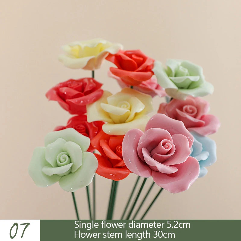 5PCS Handmade Ceramic Flowers – High-Temperature Simulation Eternal Life Flower Decorations, Creative Home & Gift Decor