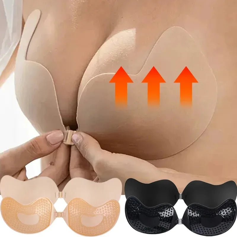 1/2pcs Invisible Women’s Push-Up Bra – Backless Strapless Silicone Self-Adhesive Front Placket Underwear