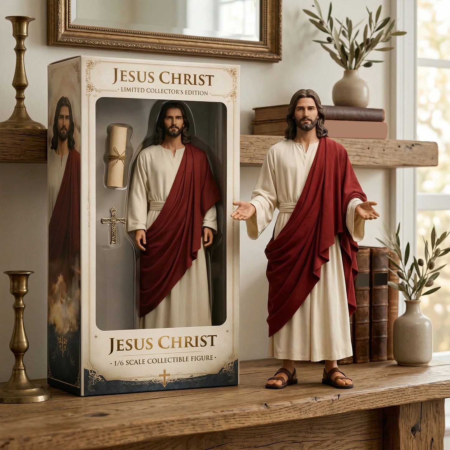 Jesus Open Arms Blessing Statue - 1/6 Scale Hand-Painted Christ Figurine for Home Decor