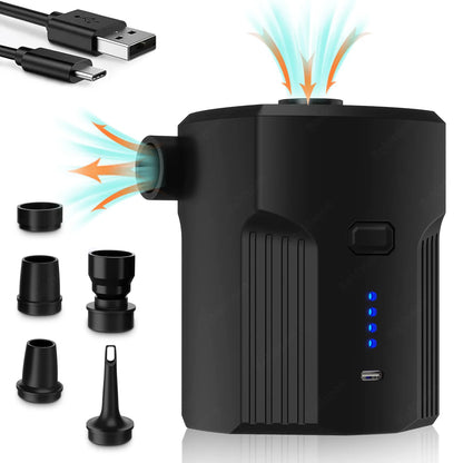 Portable Electric Air Pump for Inflatables with 5 Nozzles – Fast Inflation for Air Mattresses, Boats, Pool Floats, Camping Gear & Cushions