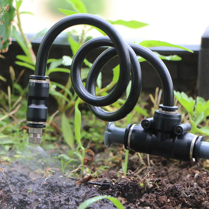 3/8" Misting Cooling System Kit – 360° 0.6mm Nozzle Atomizer with PE Tubing & 80 Mesh Filter for Garden Irrigation Watering