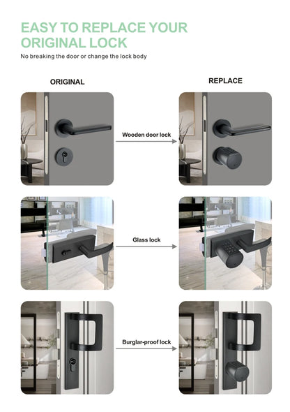 Tuya App Fingerprint Cylinder Smart Door Lock – Electronic Keypad, Key Card & Remote Control for Home & Apartment