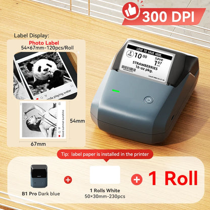 NIIMBOT B1 Portable 2-Inch Thermal Label Printer with Adhesive Tapes Bluetooth Mini Sticker Maker for Smartphone & PC
