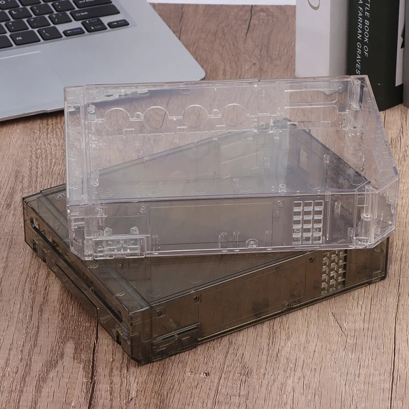 Wii Console Full Housing Shell with Buttons - Transparent Replacement Case Cover in 4 Colors