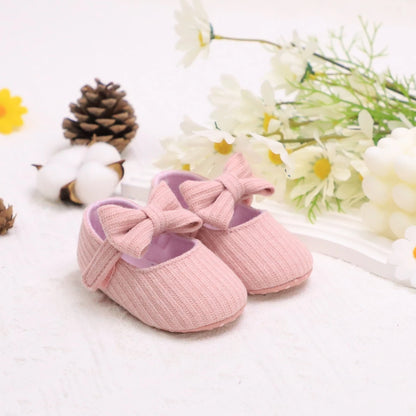 Adorable Bowknot Mary Jane Baby Girl Shoes — Lightweight Non-Slip Soft Sole for Indoor & Outdoor Walking